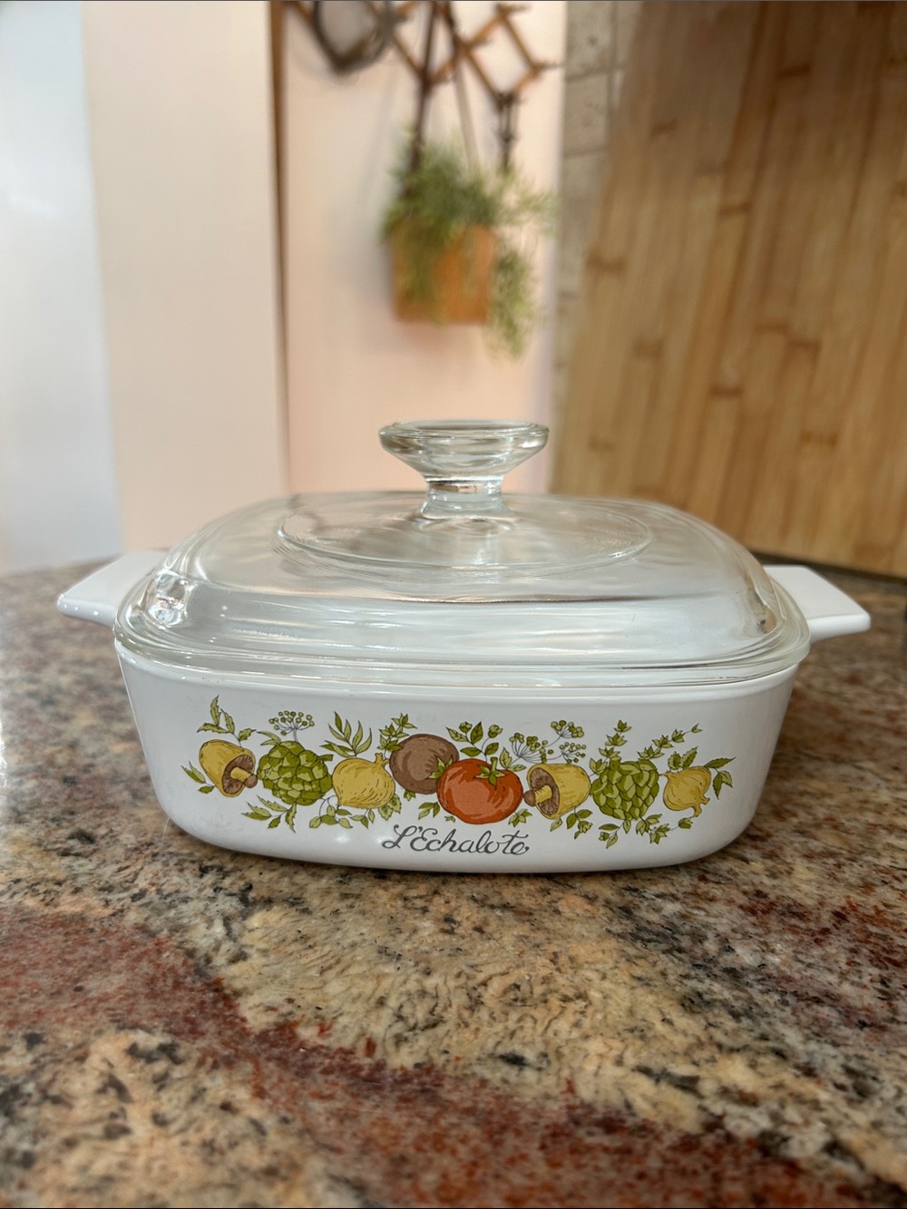 Corning Ware 1 QT Spice of Life Covered Casserole Dish with Vegetable Motif